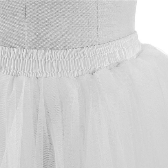 Bridal Tulle Skirt with Lace Appliques White Knee Length Womens One Size OS -08 - Picture 7 of 9